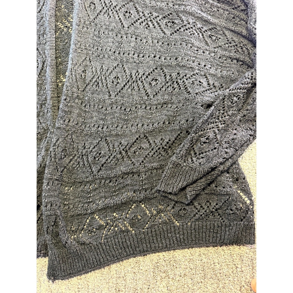 Becool Crochet Knit Cardigan Sweater Womens M/L Black Open Front Relaxed Fit - Picture 2 of 16